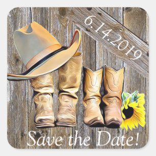 Adesivo Quadrado Lindo Save the Date Rústico Personalizado