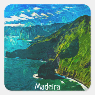 Adesivo Quadrado Lindo Vista Costeira Madeira Portugal