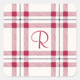 Adesivo Quadrado Lindo Xadrez Vermelho Natal Country Farmhouse