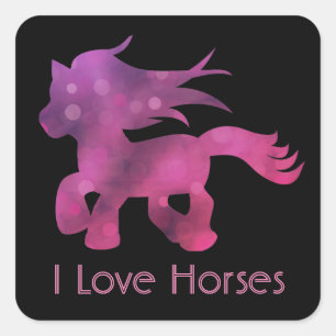 Adesivo Quadrado Lindos Eu Amo Cavalos
