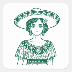 Adesivo Quadrado Line Art Mes Patrio Fiesta Party Favor
