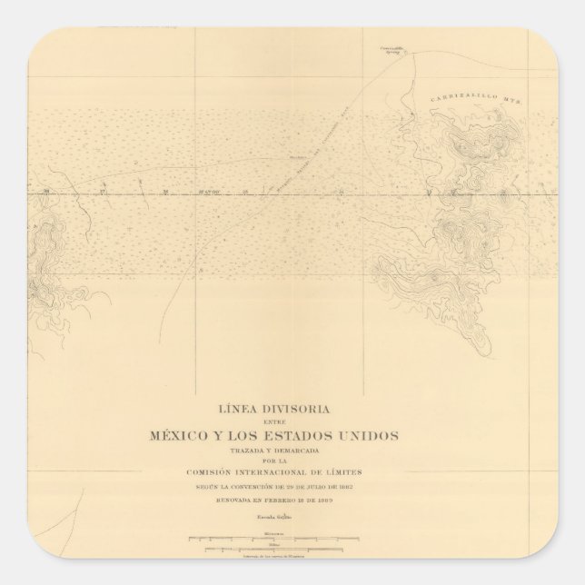 Adesivo Quadrado Linea Divisoria Entre México 3 (Frente)