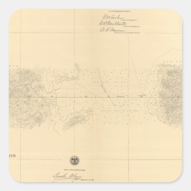 Adesivo Quadrado Linea Divisoria Entre Mexico 5 (Frente)