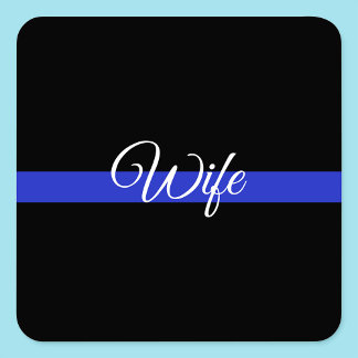 Adesivo Quadrado Linha Azul Fino: Esposa da Polícia