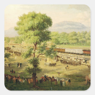 Adesivo Quadrado Linha ferroviária no Vale do México, 1869