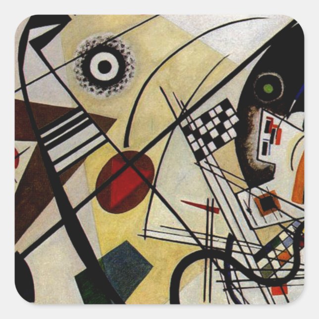 Adesivo Quadrado Linha Transversal Sem Partida do Kandinsky (Frente)