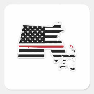 Adesivo Quadrado linha vermelha fina de Massachusetts