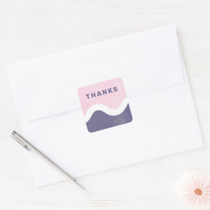 Adesivo Quadrado Linha Wavy Obrigado Envelope Selo - Roxo
