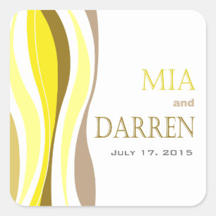 Adesivo Quadrado Linhas Curvas - amarelo