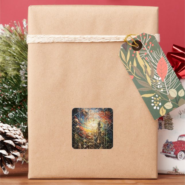 Adesivo Quadrado Linhas do horizonte Abstrato Urban (Feriado)