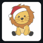 Adesivo Quadrado Lion Christmas Snow Winter Animals Lions<br><div class="desc">The lion for Christmas with fairy lights. Funny animals with gifts and snow to the holidays. Also funny for Christmas in July. Lions are sweet animals and perfect for Christmas.</div>