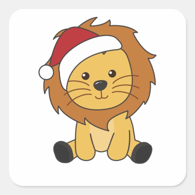 Adesivo Quadrado Lion Christmas Snow Winter Animals Lions (Frente)