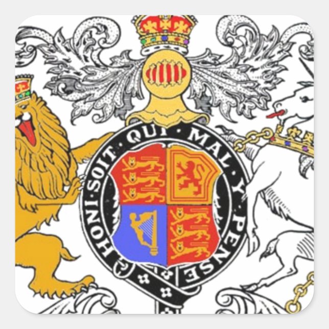 ADESIVO QUADRADO LION E CASACO UNICORN DE ARMAS (Frente)