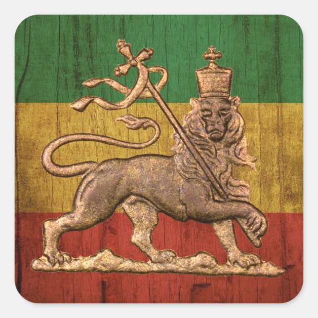 Adesivo Quadrado Lion of Judah - Rastafara - Reggae Rasta Roots (Frente)