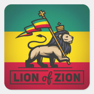 Adesivo Quadrado Lion of Zion - Haile Selassie Rastafari bordador -