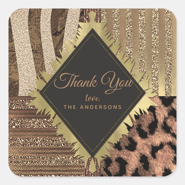 Adesivo Quadrado Lioness Safari Chic Jungle Glam Modern Favor (Frente)