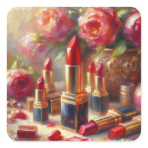 Lipstick e flores - pintura impressionista