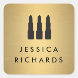 Adesivo Quadrado Lipstick Trio sobre punhos de maquiagem Dourados f