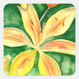 Adesivo Quadrado Lírios amarelos no jardim