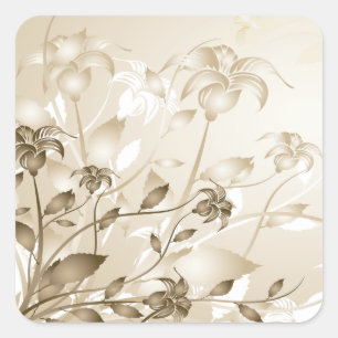 Adesivo Quadrado Lírios Beige Elegante
