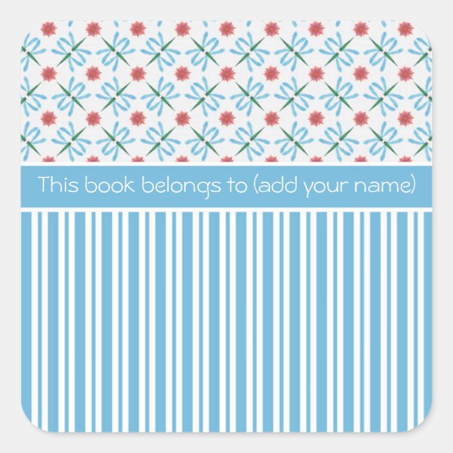 Adesivo Quadrado Lírios De Água Rosa, Dragões, Livreiros Personaliz (Frente)