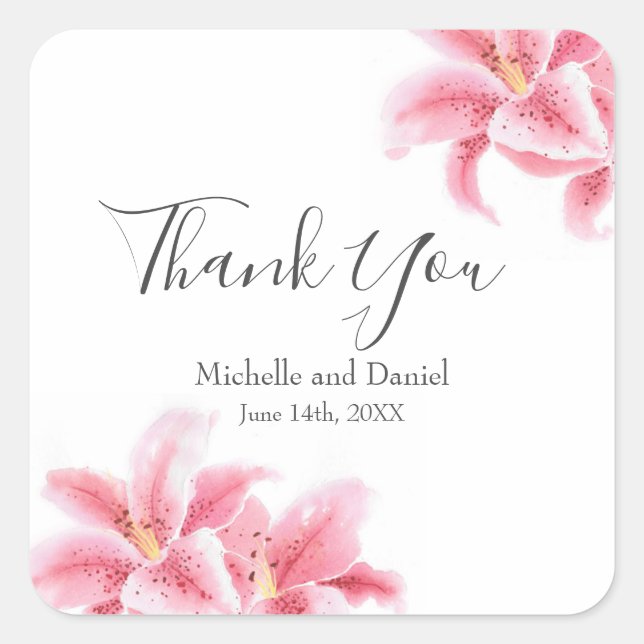 Adesivo Quadrado Lírios de Stargazer Rosa (Frente)