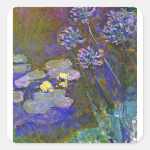 Adesivo Quadrado Lírios Monet Water e Agapanthus