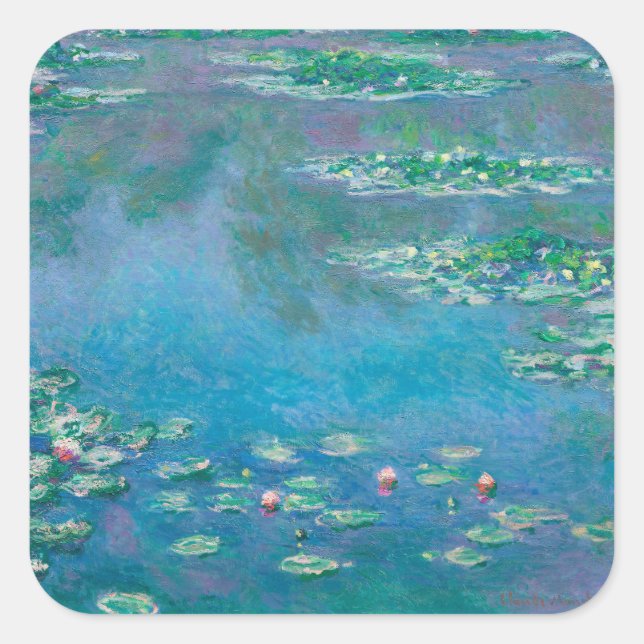 Adesivo Quadrado Lírios por Claude Monet Fine Art Painting (Frente)