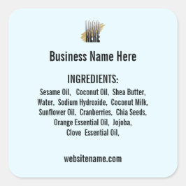 Adesivo Quadrado Lista de ingredientes com o site de logotipo em Li
