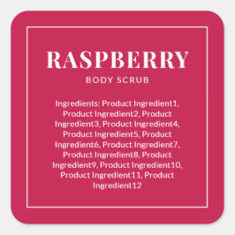 Adesivo Quadrado Lista de Ingredientes de Cor Personalizados de Bor
