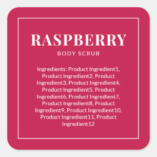 Adesivo Quadrado Lista de Ingredientes de Cor Personalizados de Bor
