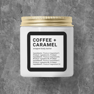 Adesivo Quadrado Lista de Ingredientes Personalizados de Cor Minima