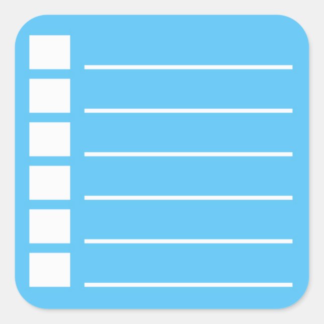 Adesivo Quadrado Lista de tarefas com check-off (Frente)