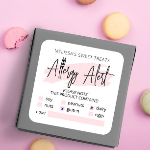 Adesivo Quadrado Lista de verificação de alergia rosa feminina List