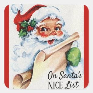 Adesivo Quadrado Lista Legal de Natal Vintage Papai Noel