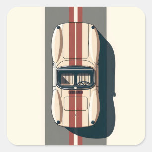 Adesivo Quadrado Listra Minimalista de Carro de Corrida Retro