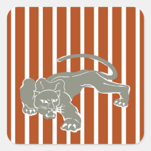 Adesivo Quadrado Listra vermelha do safari da oxidação com leopar