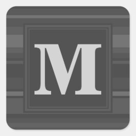 Adesivo Quadrado Listras de carvão monograma