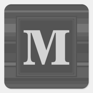 Adesivo Quadrado Listras de carvão monograma