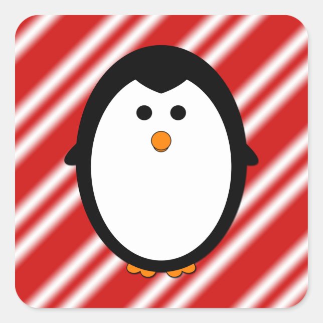 Adesivo Quadrado Listras de pinguim (Frente)