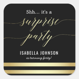 Adesivo Quadrado Listras Dourados & pretas Shh… É um partido de