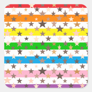 Adesivo Quadrado Listras e Estrelas de Muitas Cores!