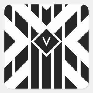 Adesivo Quadrado Listras pretas do Quadrilateral no branco com