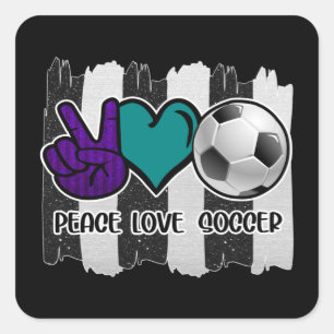 Adesivo Quadrado Listras Preto e Branco Paz Amor Futebol