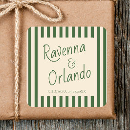Adesivo Quadrado Listras Verdes Garrafa Casamento Minimalista Retro