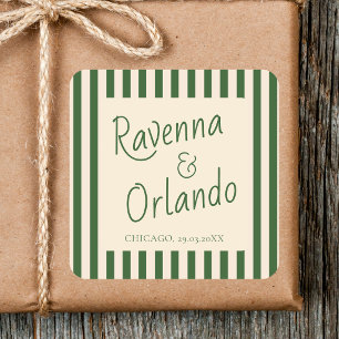 Adesivo Quadrado Listras Verdes Garrafa Casamento Minimalista Retro