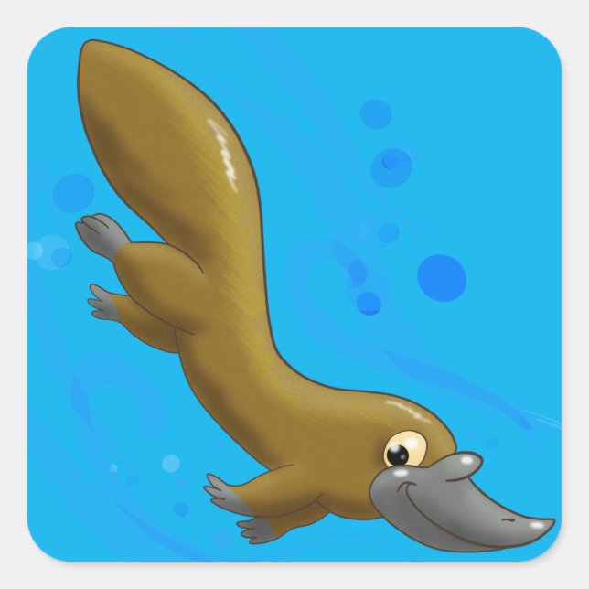 Adesivo Quadrado Lithe Little Cartoon Platypus (Frente)