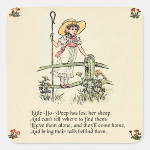 Adesivo Quadrado Little Bo-Peep: Clássico de Kate Greenaway Nursery