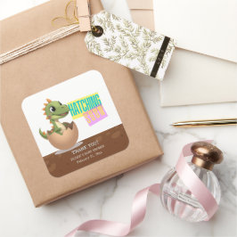 Adesivo Quadrado Little Dinosaur Hatching Soon