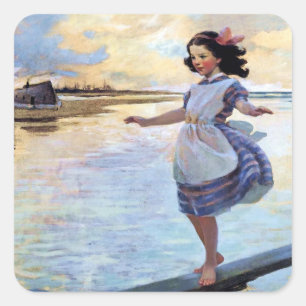 Adesivo Quadrado “Little Eml'y” Por Jessie Willcox Smith
